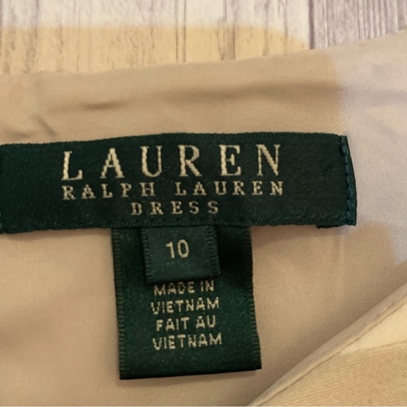 Lauren Ralph Lauren Coral Tan and White Pleated Career Classic Dress Size 10 - Picture 4 of 6